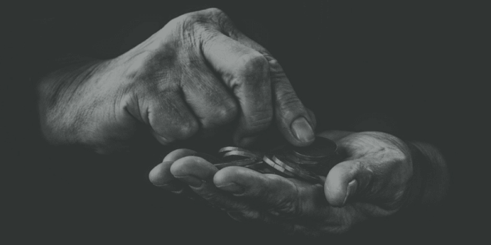 hand counting coins